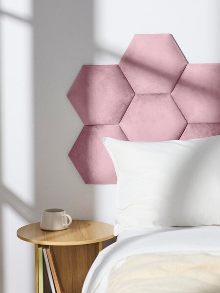 Sinsay - Čalúnené hexagonálne nástenné panely - pastelová ružová