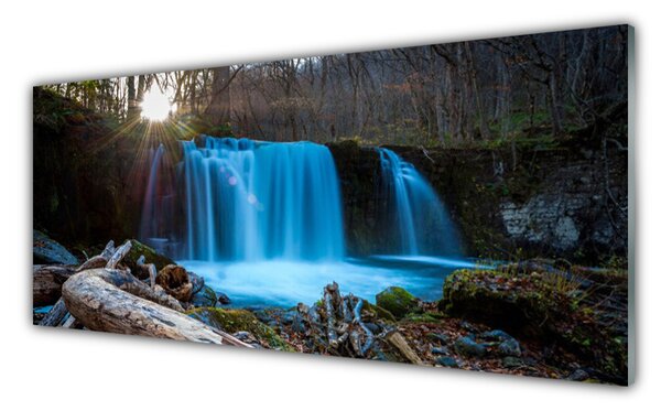 Sklenený obklad Do kuchyne Slnko vodopád príroda 125x50 cm