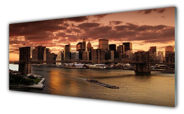 Sklenený obklad Do kuchyne Mesto brooklynský most 125x50 cm