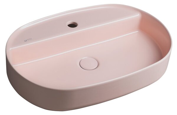 Isvea INFINITY OVAL keramické umývadlo na dosku, 60x40 cm, matná ružová Salmon 10NF65060-2S