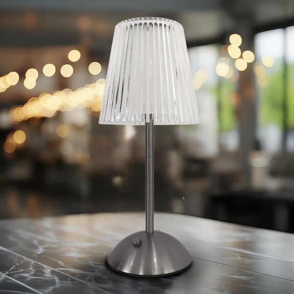 LED Stmiev. dotyková nabíjacia stolná lampa ELBA LED/1,6W/800 mAh matný chróm/číra