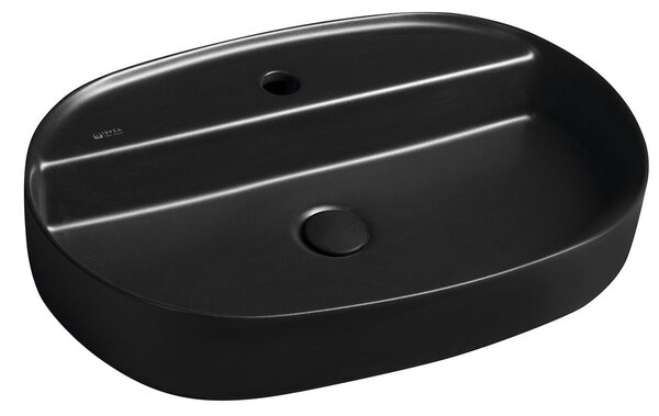 Isvea INFINITY OVAL keramické umývadlo na dosku, 60x40cm, čierna mat