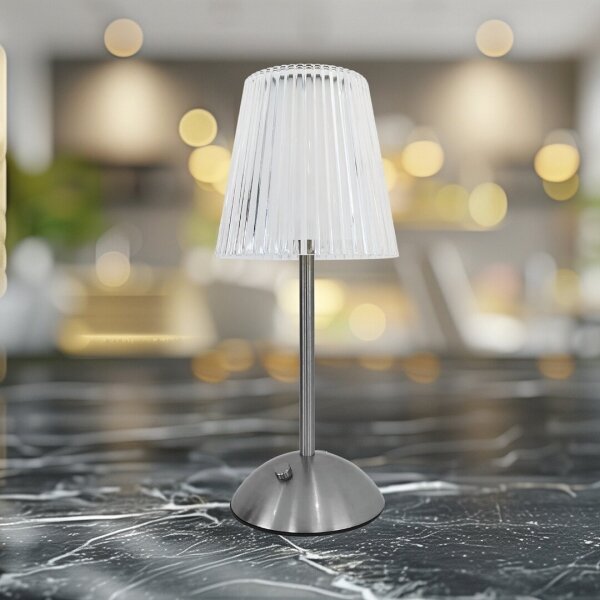 LED Stmiev. dotyková nabíjacia stolná lampa ELBA LED/1,6W/800 mAh matný chróm/číra