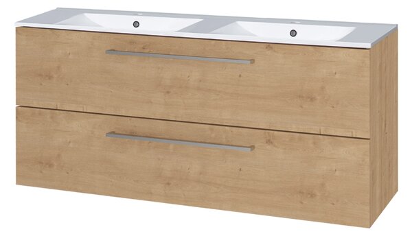Mereo Mereo, Bino, kúpeľňová skrinka s keramickým umývadlom 121 cm, biela, dub, MER-CN623