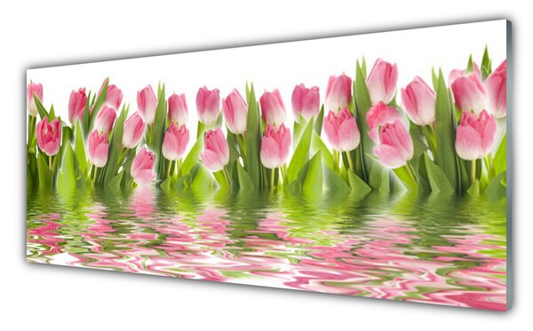 Sklenený obklad Do kuchyne Tulipány rastlina príroda 125x50 cm