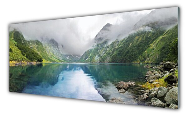 Sklenený obklad Do kuchyne Hora jazero príroda 125x50 cm