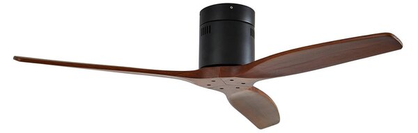 Stropný ventilátor Vindur, čierny, drevo, DC, tichý – Lucande Lucande, Vindur, Drevo, Obývacia izba, Kov, Moderný