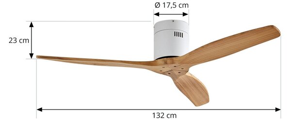 Stropný ventilátor Vindur, biely, drevo, DC, tichý – Lucande Lucande, Vindur, Drevo, Obývacia izba, Kov, Moderný