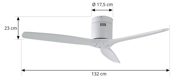 Stropný ventilátor Vindur, biely, DC, tichý, Ø 132 cm – Lucande Lucande, Vindur, Biela, Obývacia izba, Kov, Moderný