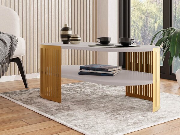 Mirjan24 Konferenčný stolík Zinzit Gold II, Farba: zlatá / arktická biela 5903211391996