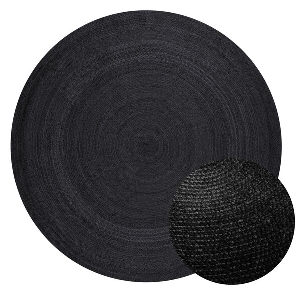 Hanse Home , Kusový koberec Jute Braided 106322 Black kruh, 200x200 (priemer) kruh, čierna, chodba / predsieň