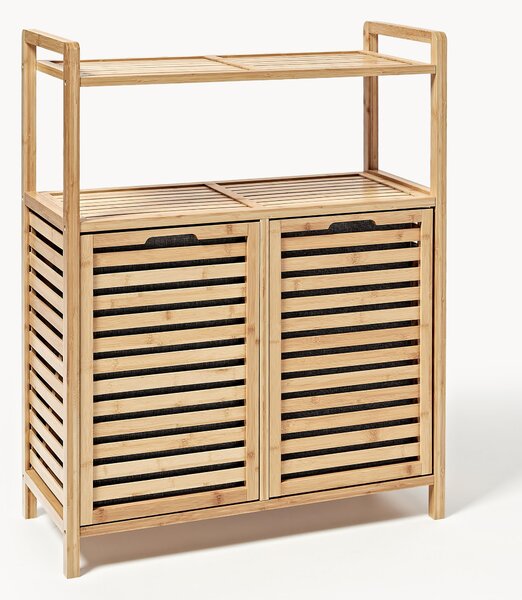 Bambusový kúpeľňový regál's košmi na bielizeň Kit
