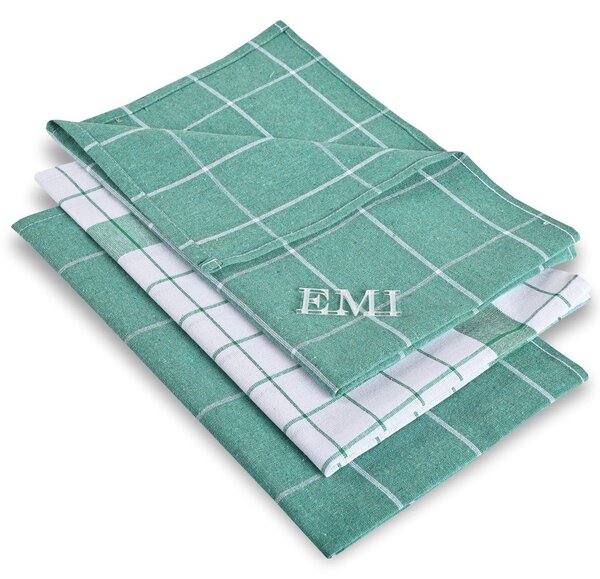 Utierky na riad kárované zelené set 3 ks EMI