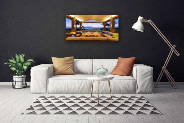 Obraz na plátne Záhrada patio palmy 100x50 cm