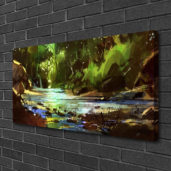 Obraz na plátne Les jazero kamene príroda 100x50 cm