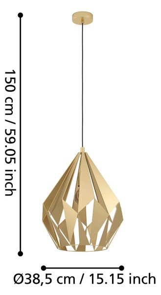 ZÁVESNÉ SVIETIDLO, 38,5/150 cm Eglo - Interiérové svietidlá