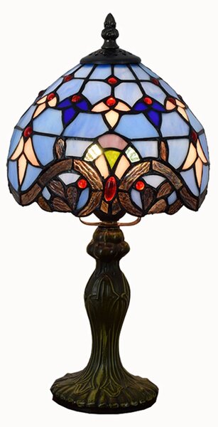 Tiffany stolná lampa Barokblue 118 Huizhou Oufu Lighting v.36xš.20,sklo/kov,40W (Barok blue)