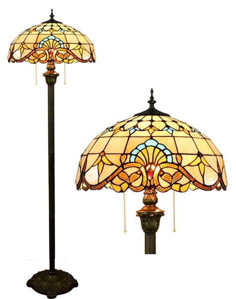 Tiffany stojaca lampa Barok Floor 128 HuizhouOufuLighting v162xš40,sklo/kov,40W (Barok Floor)