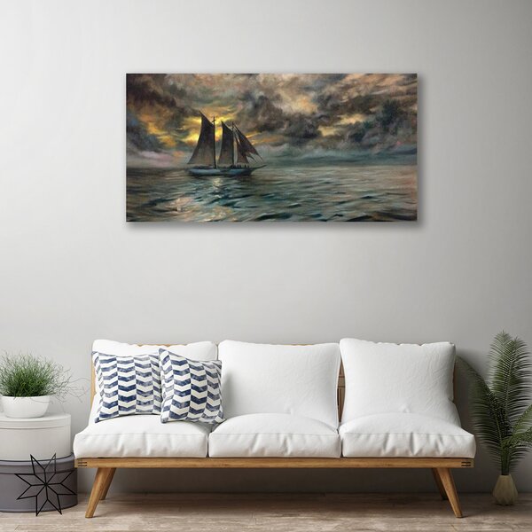 Obraz na plátne More loďka krajina 100x50 cm