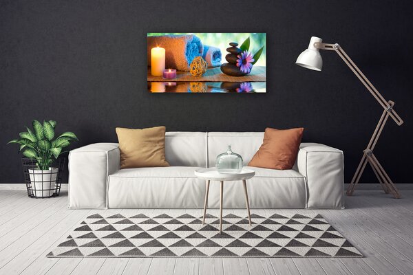 Obraz Canvas Sviečky kamene kvet 100x50 cm