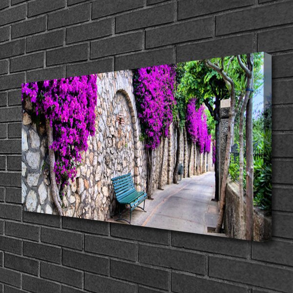 Obraz Canvas Aleje lavička kvety 100x50 cm