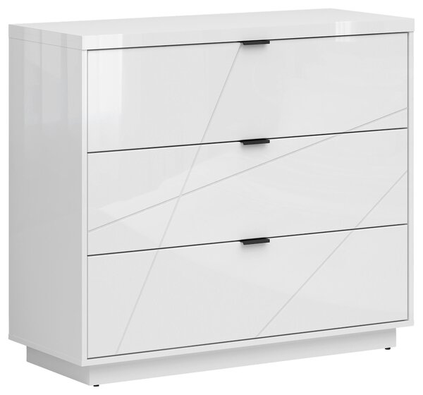 KOMODA, biela, biela s vysokým leskom, 106/93/42,5 cm XXXL - Komody, Online Only