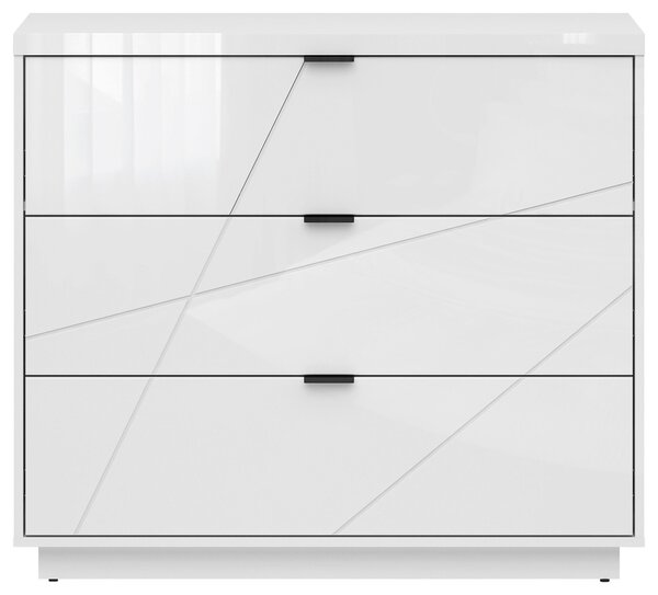 KOMODA, biela, biela s vysokým leskom, 106/93/42,5 cm XXXL - Komody, Online Only