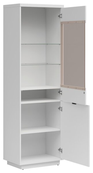 VITRÍNA, biela, biela s vysokým leskom, 64/200,5/42,5 cm XXXL - Sklenené vitríny, Online Only