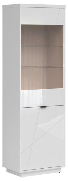 VITRÍNA, biela, biela s vysokým leskom, 64/200,5/42,5 cm XXXL - Sklenené vitríny, Online Only