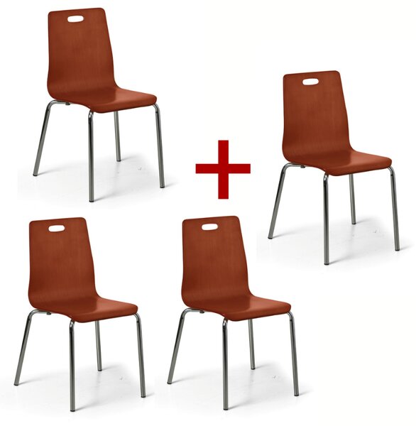 Drevená jedálenská stolička BETTY 3+1 ZADARMO, orech