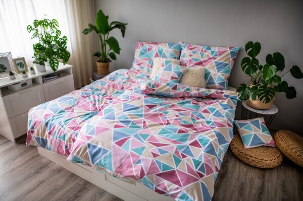 JAHU 3-dielna sada posteľných obliečok na zips Pastel mix farieb 140 × 200 cm 100 % bavlna