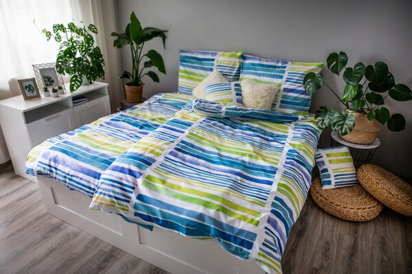 JAHU 3-dielna sada posteľných obliečok na zips Akvarel mix farieb 140 × 200 cm 100 % bavlna