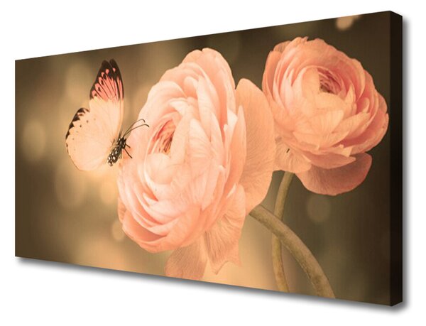 Obraz Canvas Motýľ ruže príroda 125x50 cm