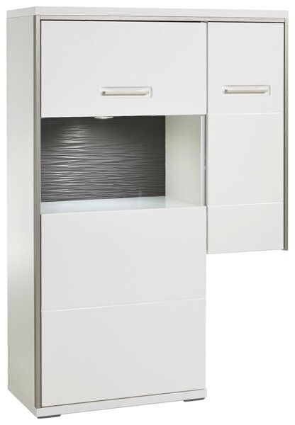 VYSOKÁ KOMODA, sivá, strieborná, biela, biela s vysokým leskom, 94/137/38 cm Livetastic - Online Only drobný nábytok, Online Only