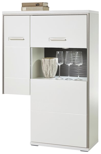 VYSOKÁ KOMODA, sivá, strieborná, biela, biela s vysokým leskom, 94/137/38 cm Livetastic - Online Only drobný nábytok, Online Only