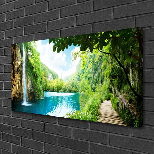 Obraz na plátne Vodopád jazero príroda 100x50 cm