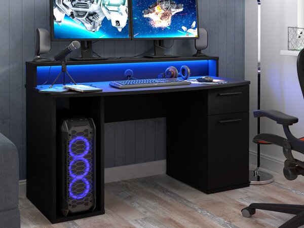 Mirjan24 PC stôl s Ayo LED osvetlením, Farby: čierny mat 5903211080609