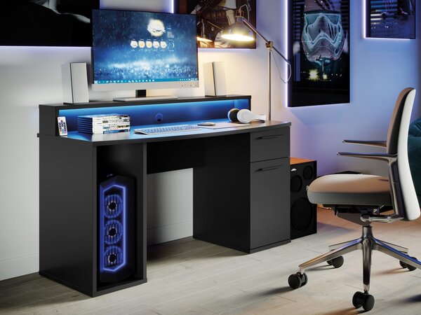 Mirjan24 PC stôl s Ayo LED osvetlením, Farby: čierny mat 5903211080609