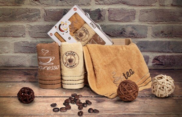 Faro Sada bavlnených uterákov Coffee 30x50 cm