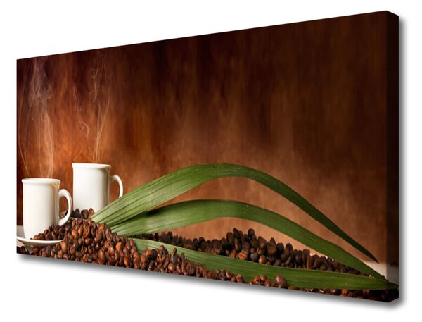 Obraz na plátne Šálky káva zrnká kuchyňa 125x50 cm