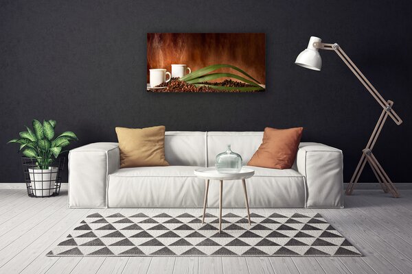 Obraz na plátne Šálky káva zrnká kuchyňa 100x50 cm