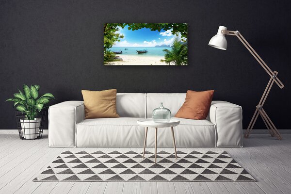 Obraz na plátne More loďka krajina 100x50 cm