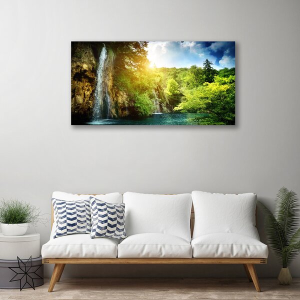 Obraz na plátne Vodopád stromy príroda 100x50 cm