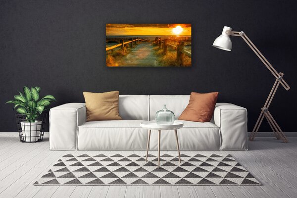Obraz na plátne Západ slnka architektúra 100x50 cm