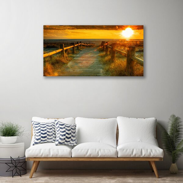 Obraz na plátne Západ slnka architektúra 100x50 cm