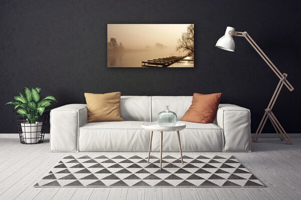 Obraz na plátne Most voda hmla krajina 100x50 cm
