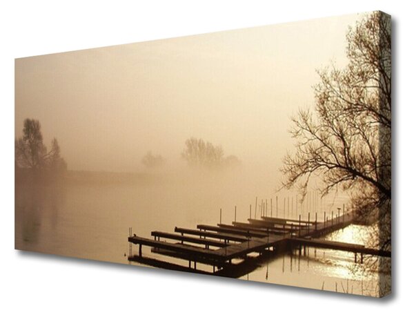 Obraz na plátne Most voda hmla krajina 125x50 cm