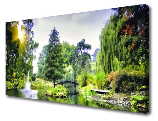 Obraz na plátne Les vodopád slnko príroda 125x50 cm