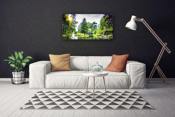 Obraz na plátne Les vodopád slnko príroda 100x50 cm