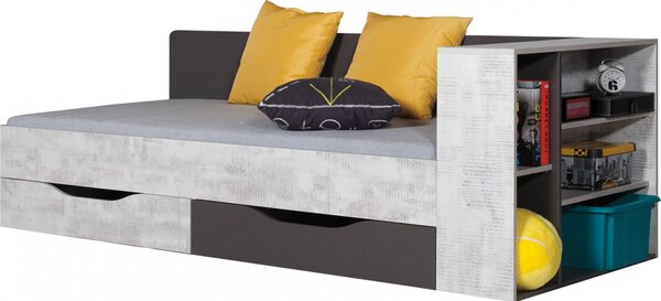 Posteľ TABLO TA12A 90x200 bez regálu grafit + enigma